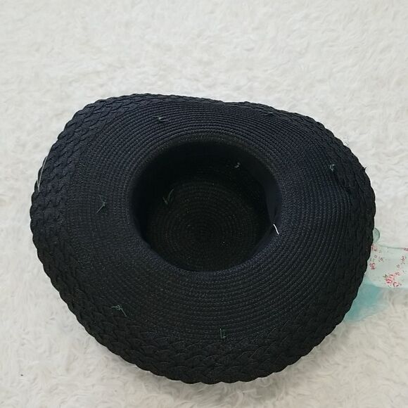 Vintage Straw Floral Derby Hat Sz OS - Picture 7 of 8